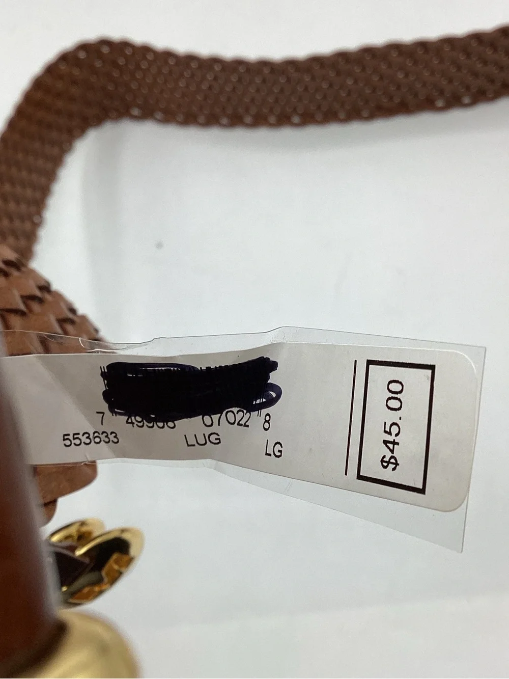Michael Kors Women's Braided Leather Belt in Brown with Gold Buckle Size Large